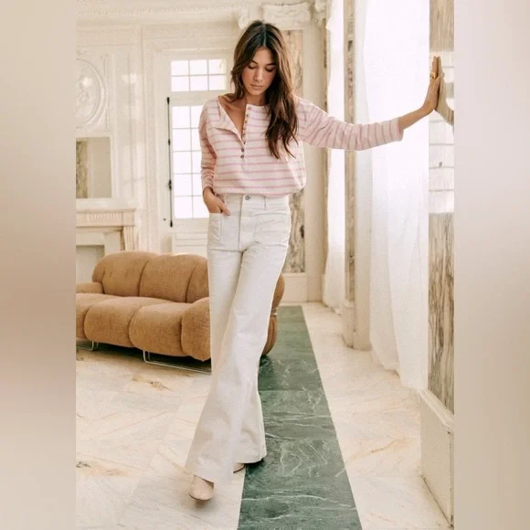 Sezane Pink Striped Top - Picture 1 of 14